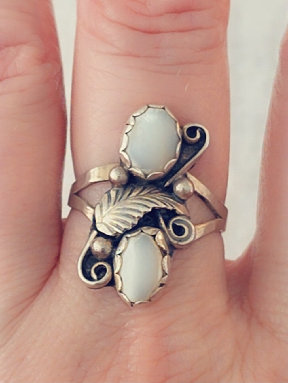Native American Vintage Sterling Silver Gemstone Ring SZ 8